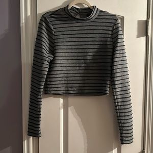 Wild Fable Glitter Striped Mock neck Cropped